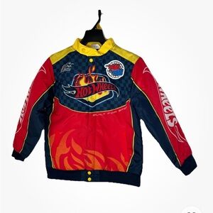 NWT Hot Wheels Boy's Bomber Button Jacket Kids Size Large 10/12 Red Blue